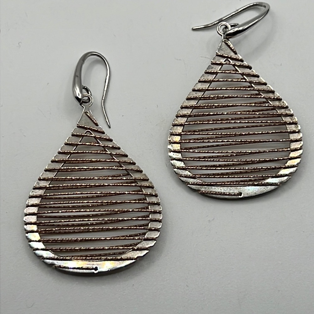 Sterling Silver Wire Wrapped Dangle Earrings - image 1